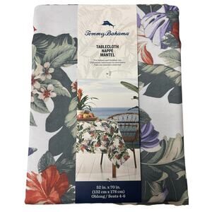 Tommy Bahama Tropical Floral Indoor Outdoor Tablecloth 52x70 Oblong Hibiscus New
